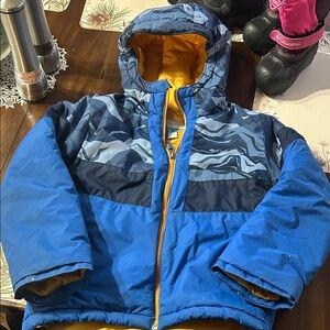 Columbia Kids Blue and Yellow Camo Puffer Jacket